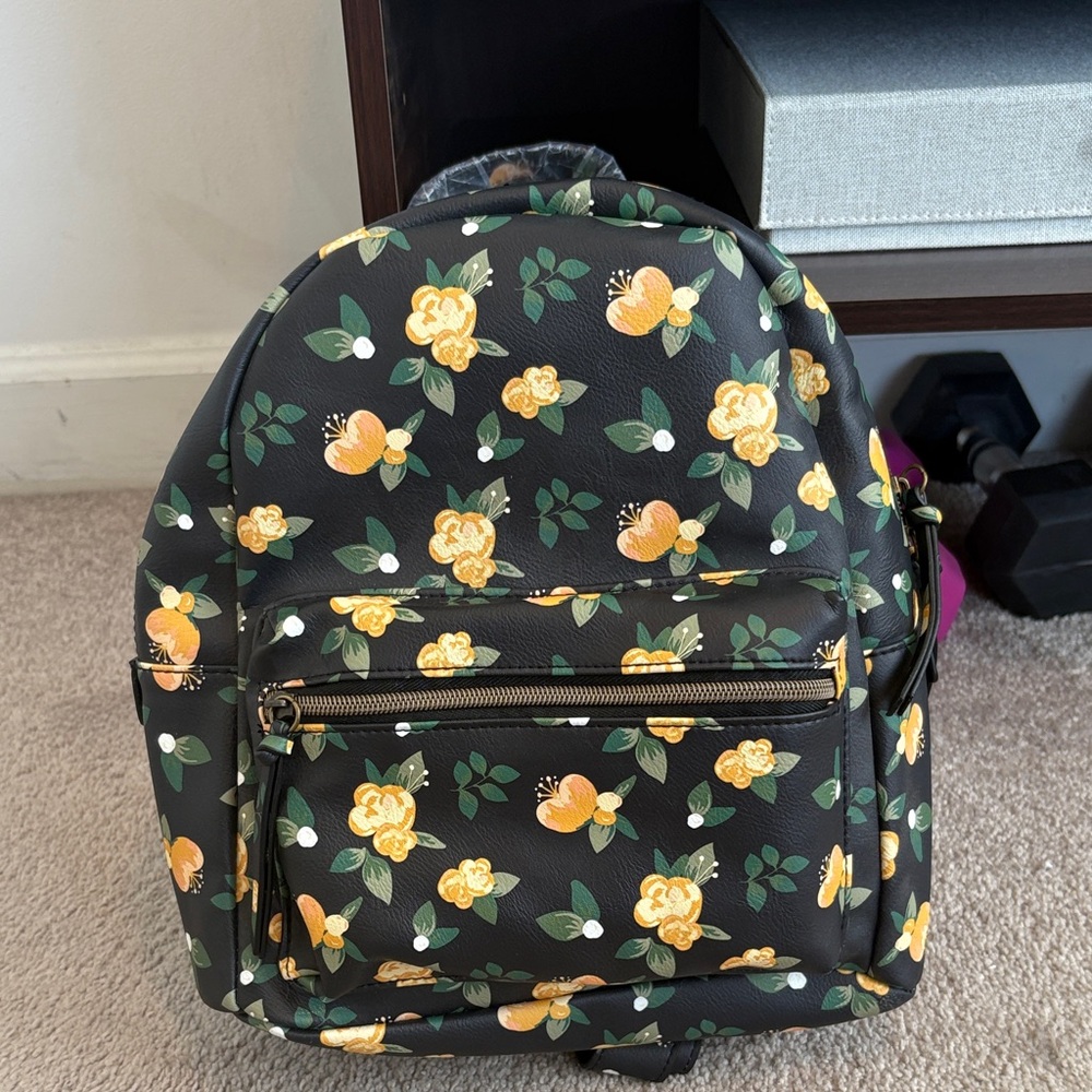 NWT T-Shirt and Jeans Floral Black Vegan Backpack with Yellow Flowers